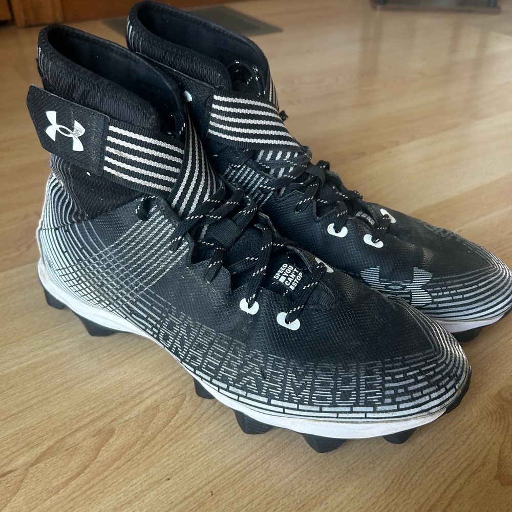 Under Armour Black & White High-Top Football Cleats